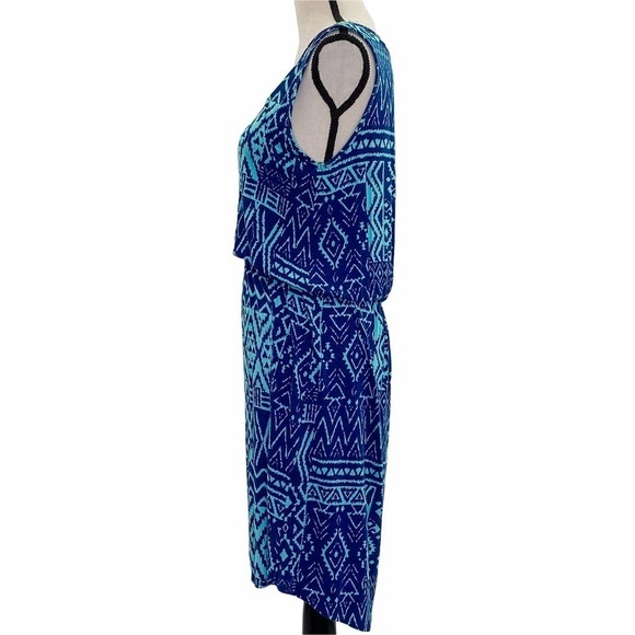 ELLEN Parker Blue Aztec Sleeveless Mini Dress - Picture 3 of 11
